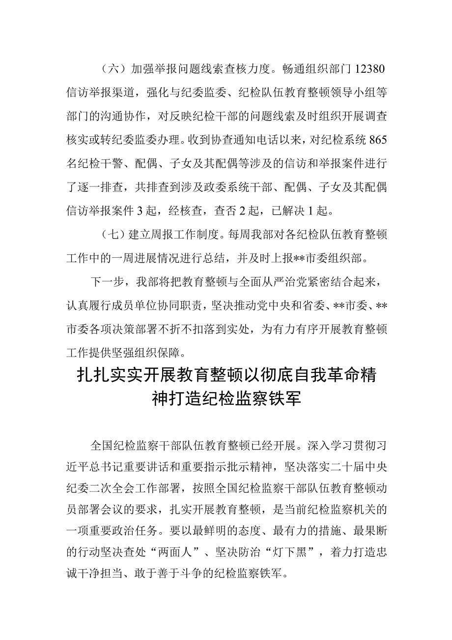 某部关于2023年纪检队伍整顿的汇报材料.docx_第3页