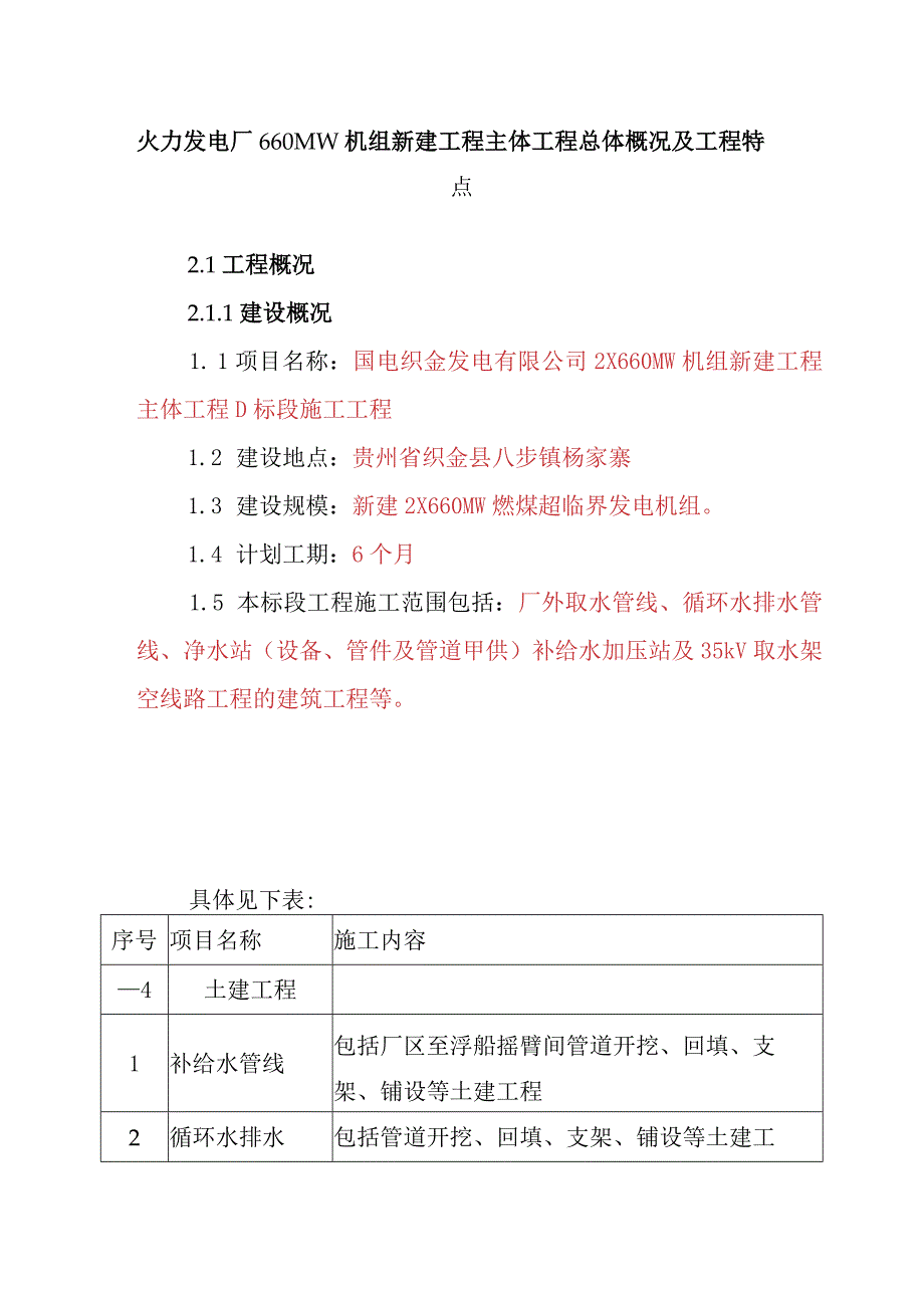 火力发电厂660MW机组新建工程主体工程总体概况及工程特点.docx_第1页