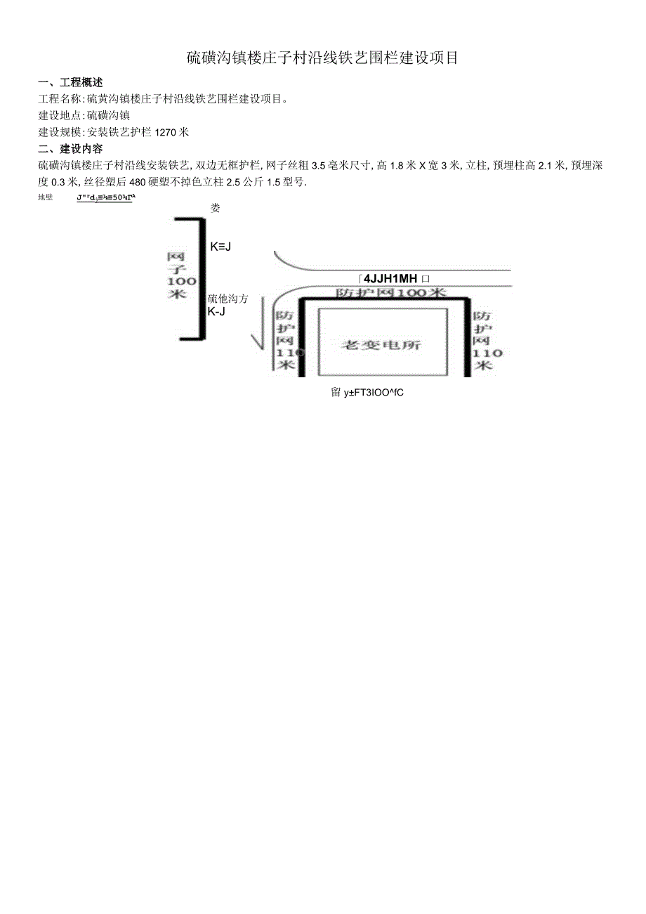 硫磺沟镇楼庄子村沿线铁艺围栏建设项目.docx_第1页