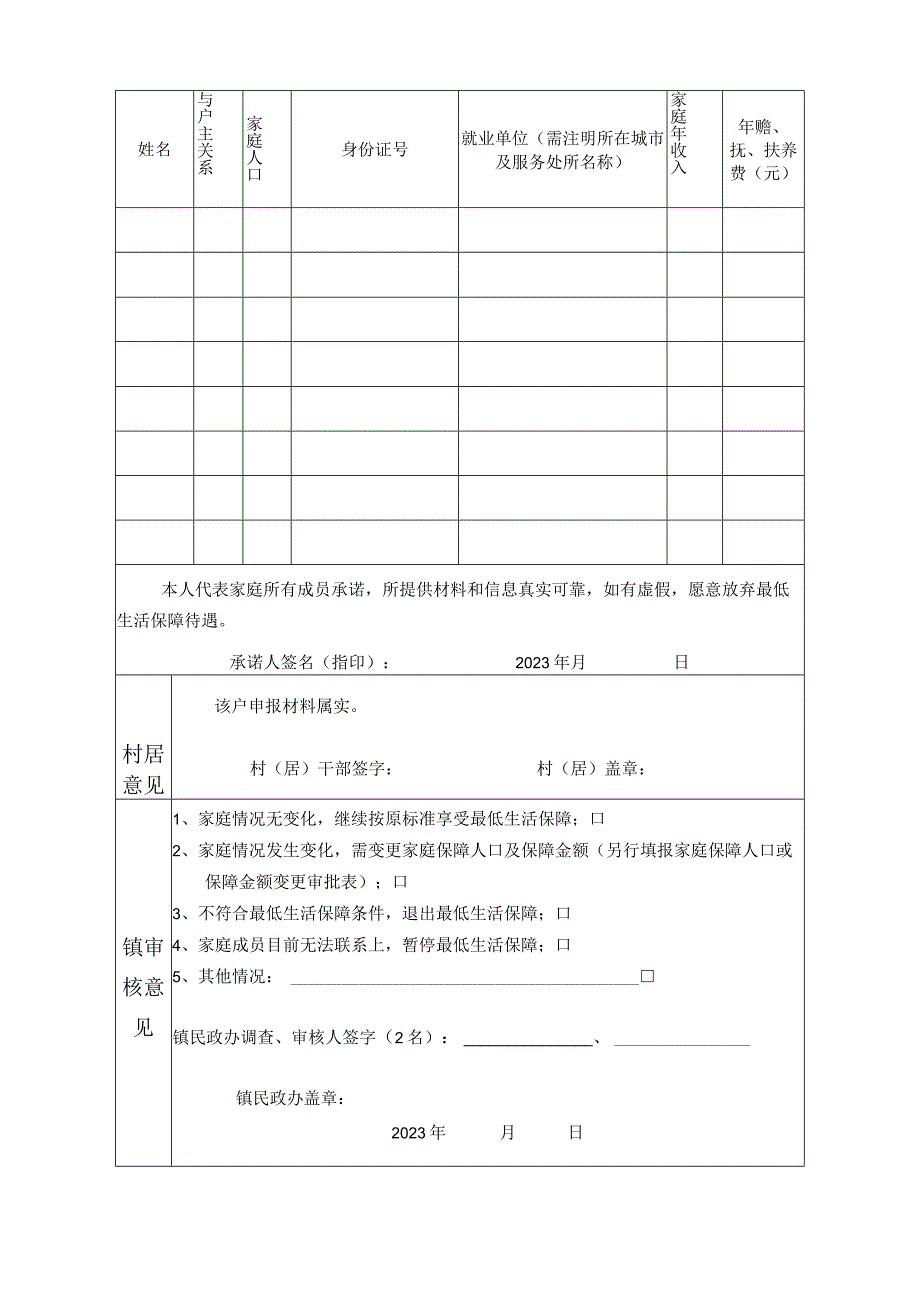 灌南县最低生活保障待遇年审复核表镇村居.docx_第2页