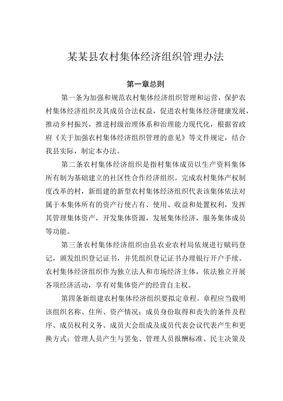 某某县农村集体经济组织管理办法.docx_第1页