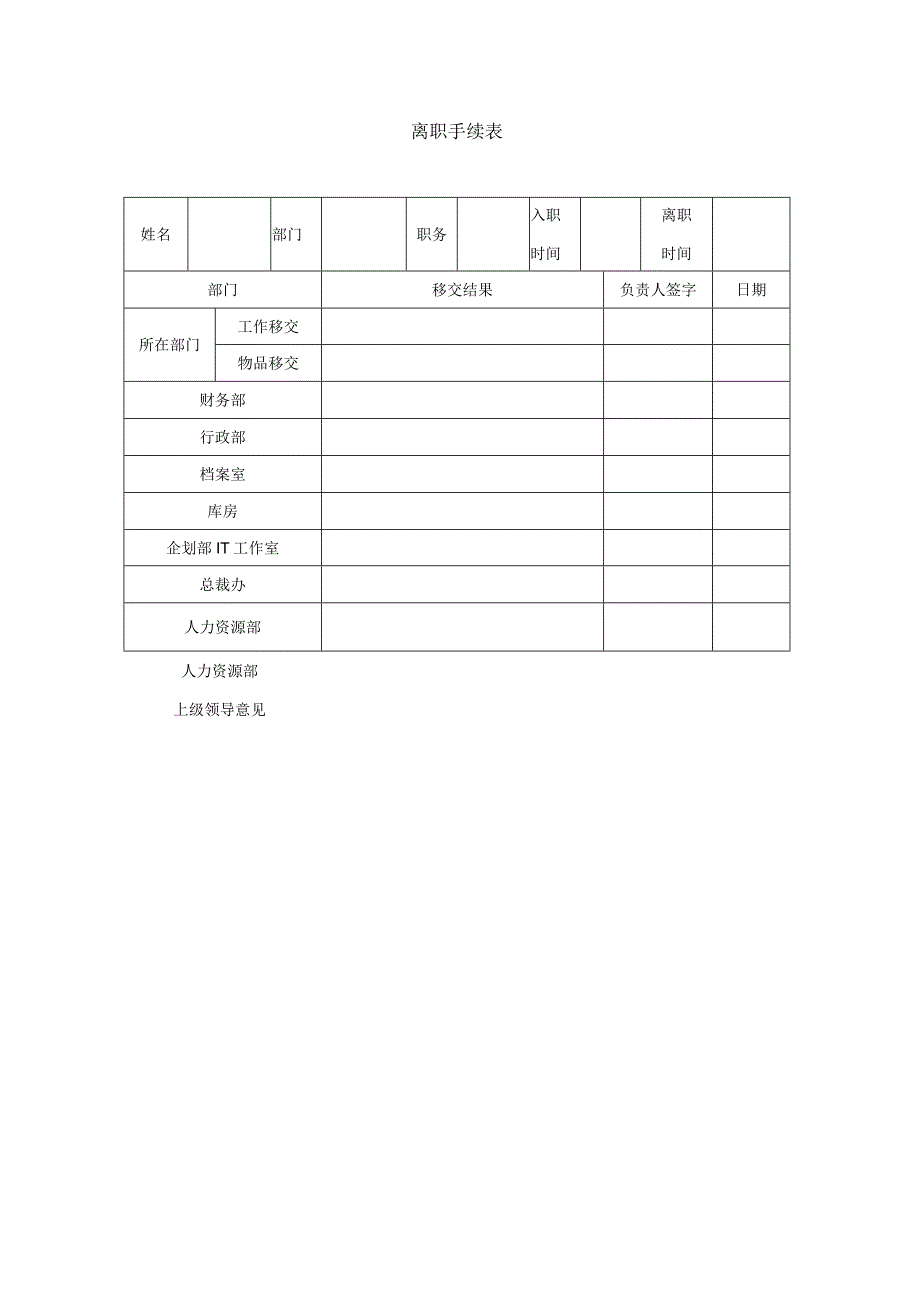 离职手续表-模板.docx_第1页