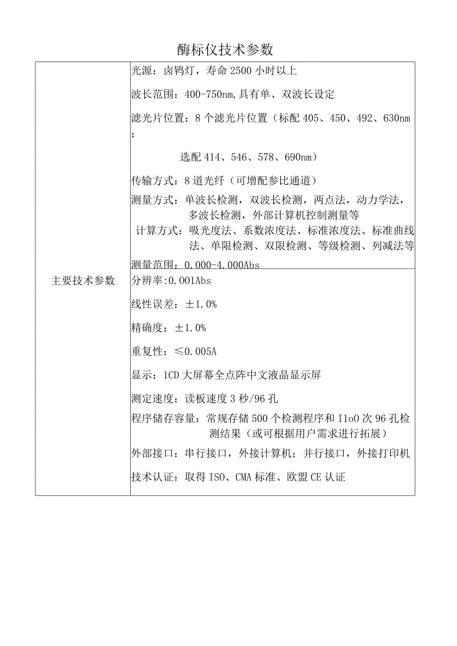 酶标仪技术参数.docx_第1页