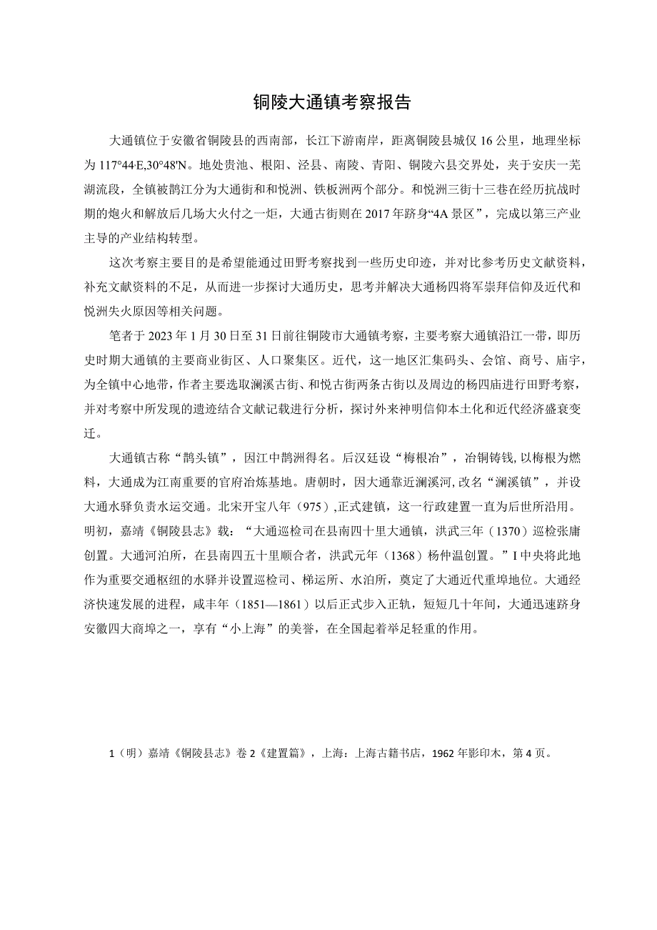 铜陵大通镇考察报告.docx_第1页