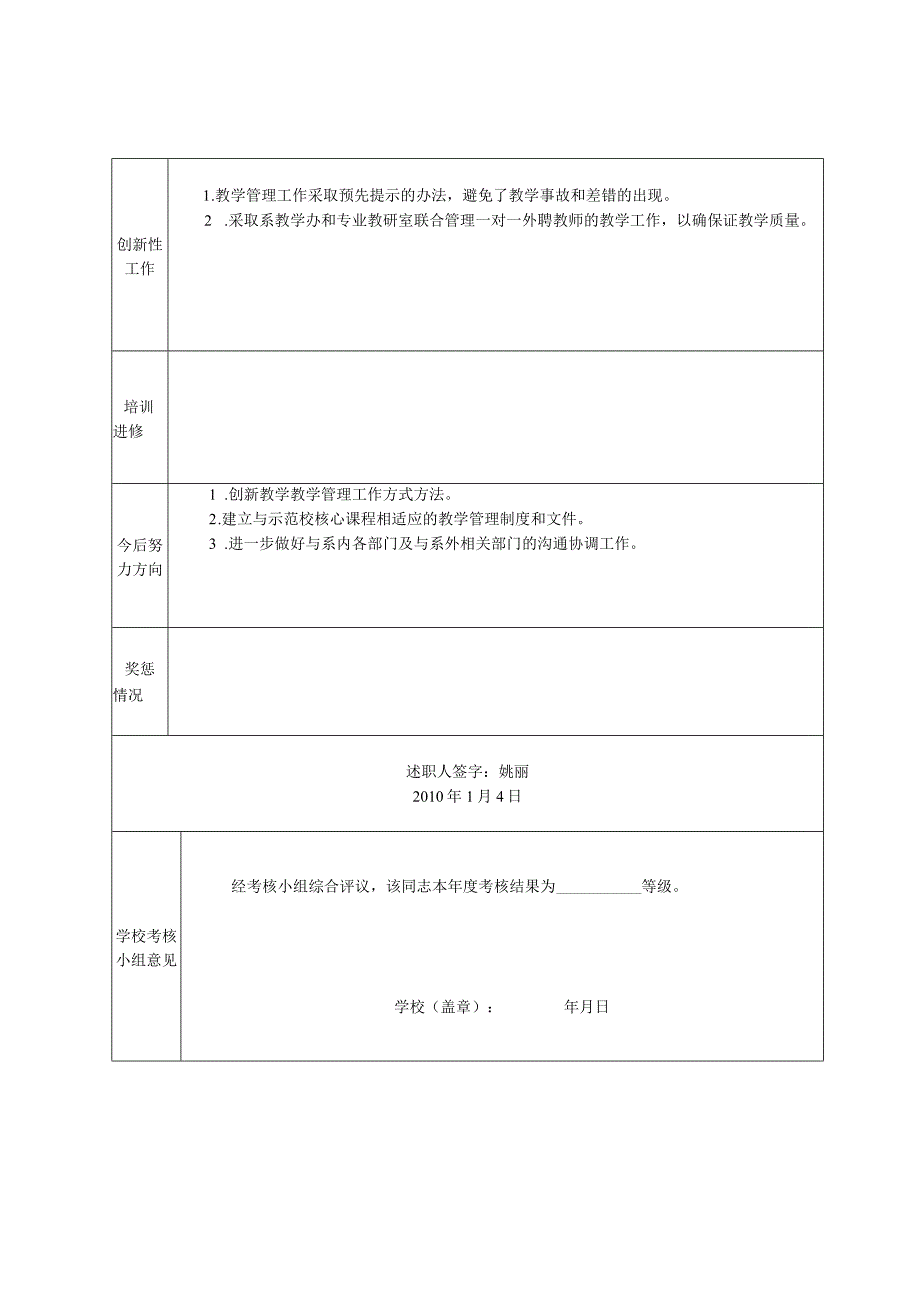 辽宁省交通高等专科学校中层管理岗位人员岗位任职考核表.docx_第2页