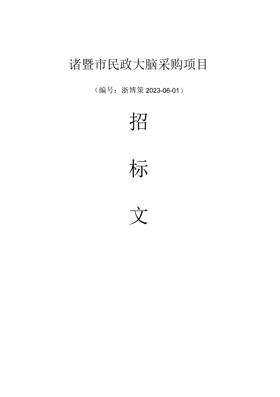 诸暨市民政大脑采购项目 -招标文件.docx_第1页