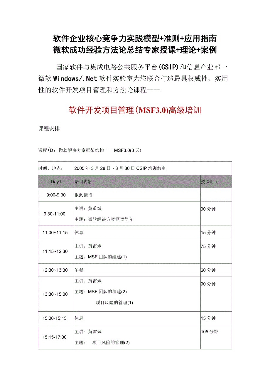 软件企业核心竞争力实践模型＋准则＋应用指南微软成功经验方法论总结专家授课＋理论＋案例.docx_第1页