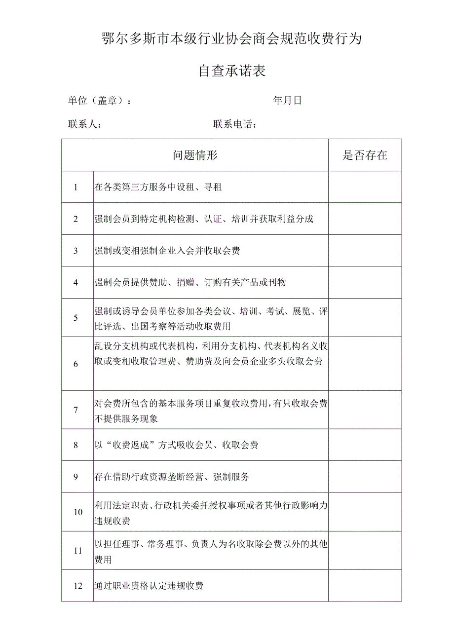 鄂尔多斯市本级行业协会商会规范收费行为.docx_第1页