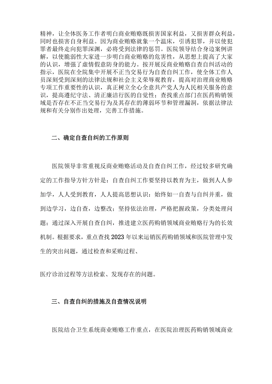 2023年医药领域腐败问题全面集中整治自查自纠报告、专项整治工作实施方案【3篇稿】.docx_第2页