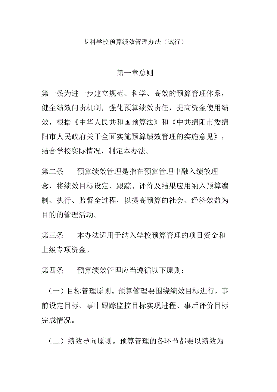 高校、大学学校预算绩效管理办法（试行）.docx_第1页