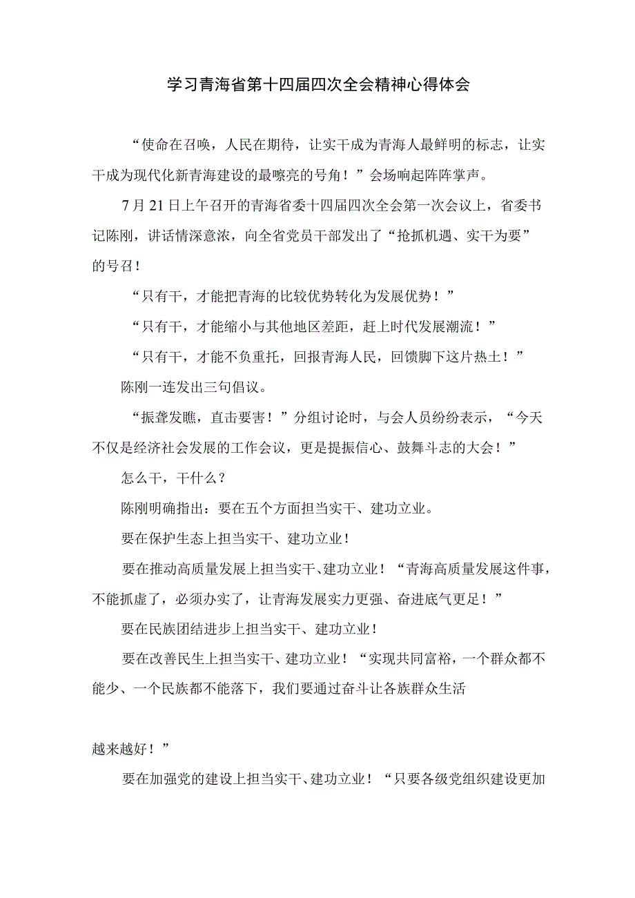 （10篇）学习2023青海省委十四届四次全会精神专题心得体会研讨发言材料精选.docx_第3页