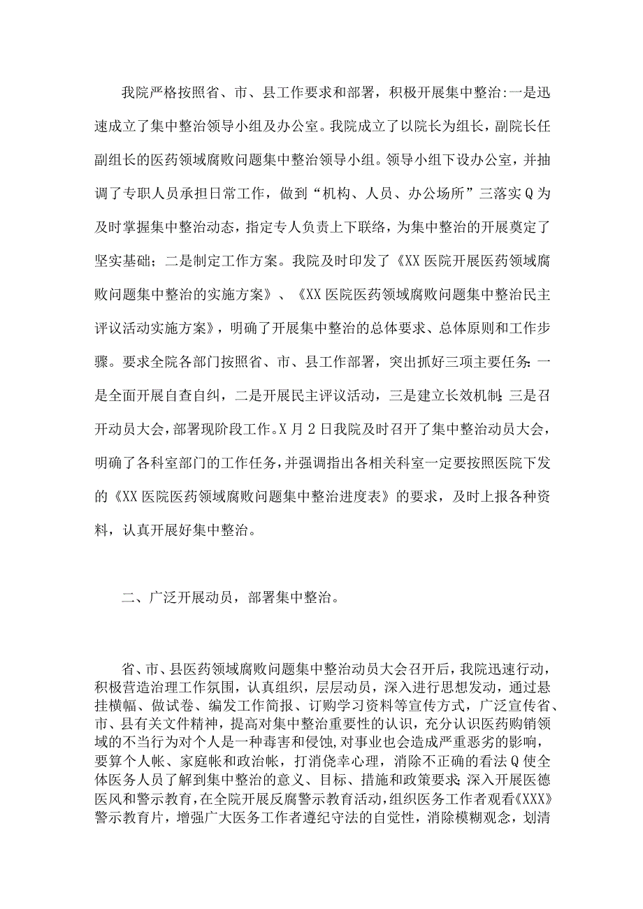 2023年医药领域腐败问题全面集中整治自查自纠报告材料、实施方案、工作总结【3篇稿】.docx_第2页