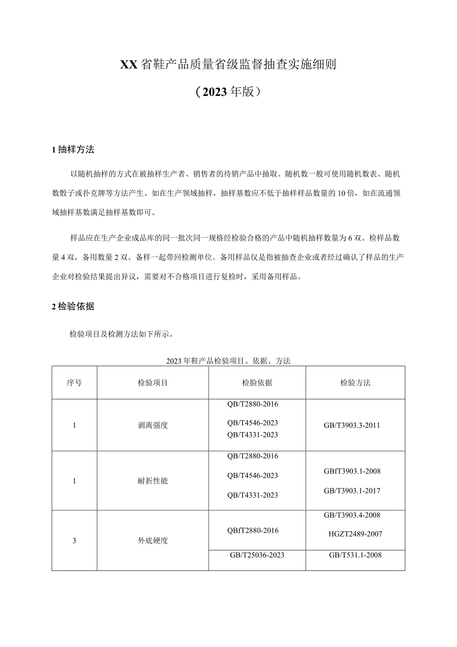 鞋产品质量省级监督抽查实施细则（2023年版）.docx_第1页