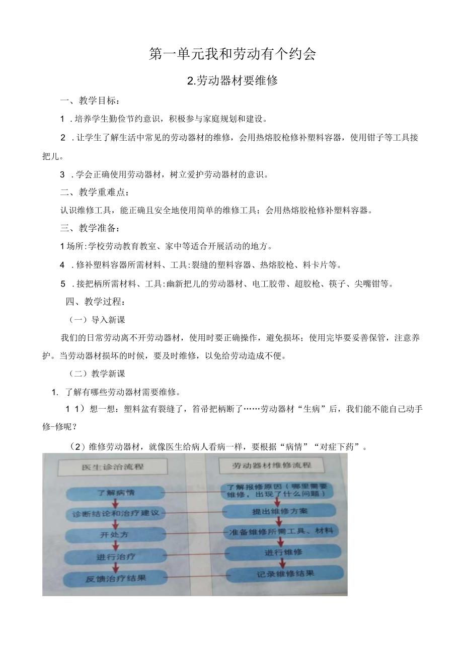 2.劳动器材要维修 教案-2023-2024学年小学劳动五年级上册（人教版）.docx_第1页