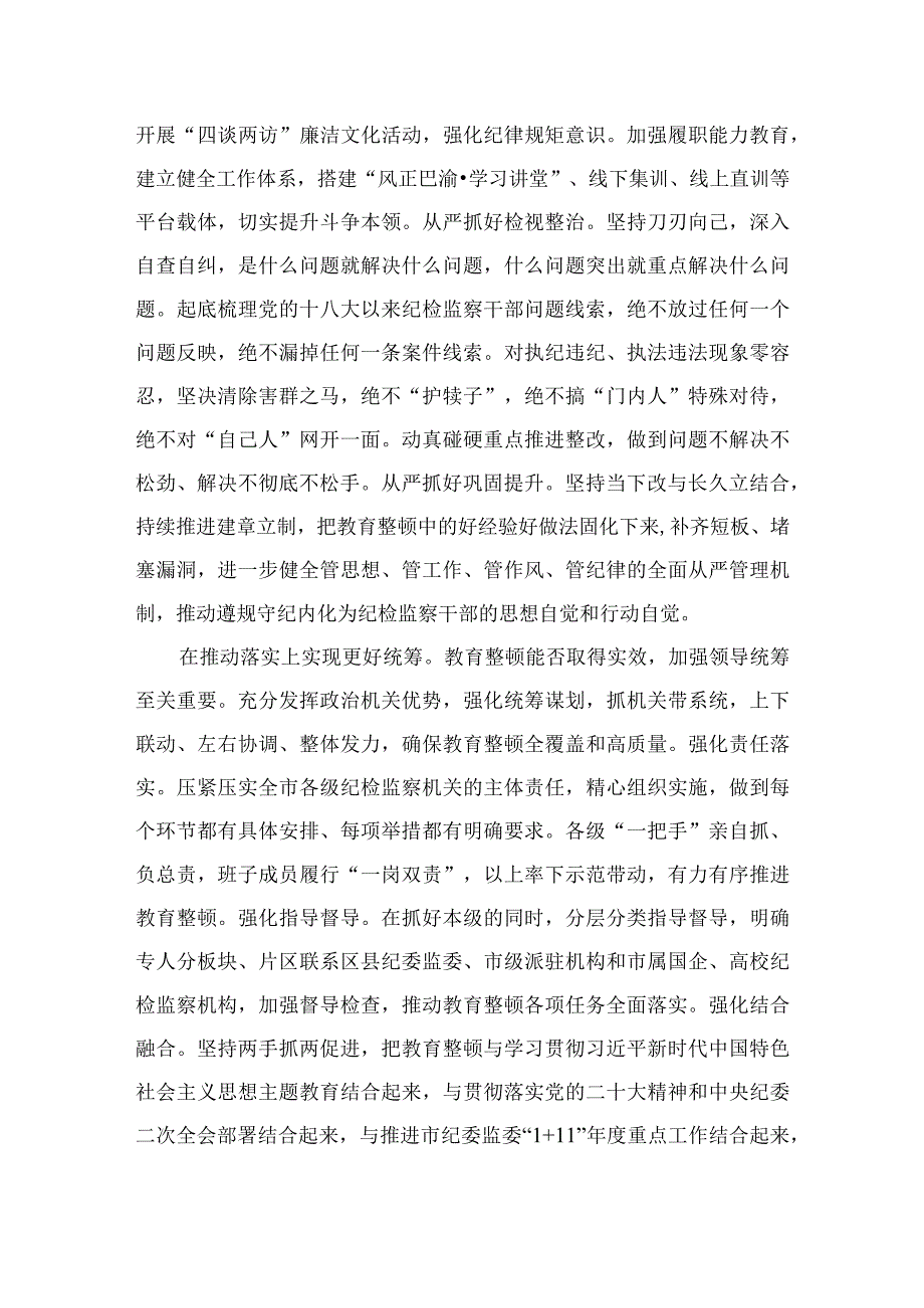 2023市纪委书记纪检监察干部队伍教育整顿心得体会感悟（10篇）.docx_第2页