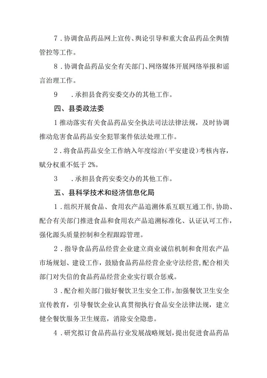 食品药品安全委员会成员单位食品药品安全工作职责.docx_第3页