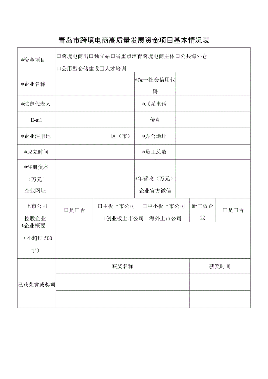 青岛市跨境电商高质量发展资金项目基本情况表.docx_第1页