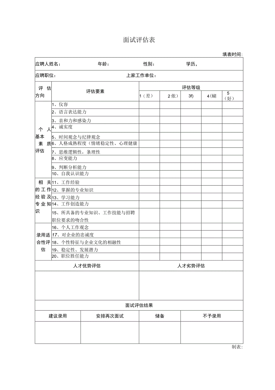 面试评估表.docx_第1页