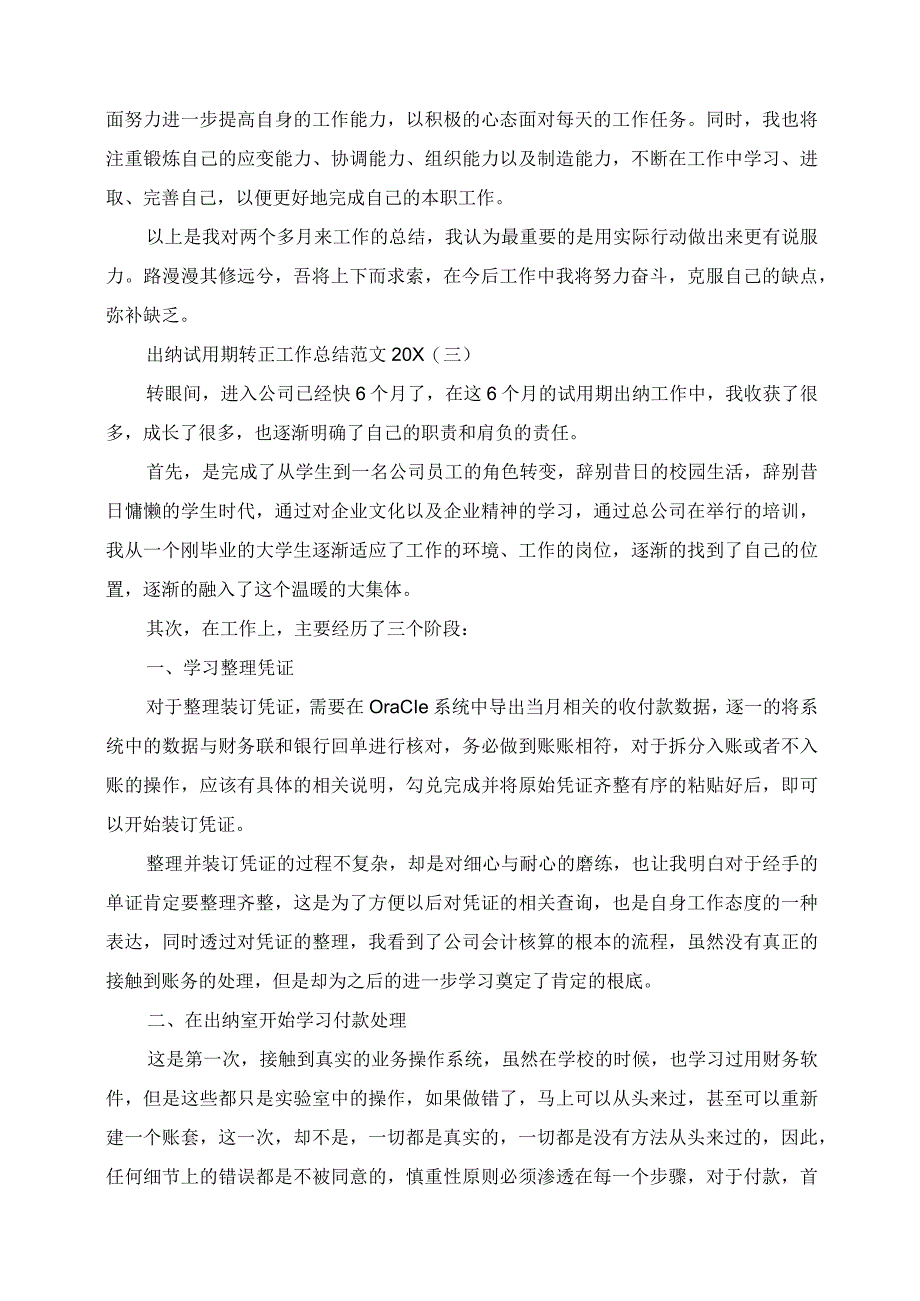 2023年出纳试用期转正工作总结范文.docx_第3页