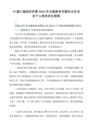 10篇汇编组织开展2023年主题教育专题民主生活会个人检视发言提纲.docx