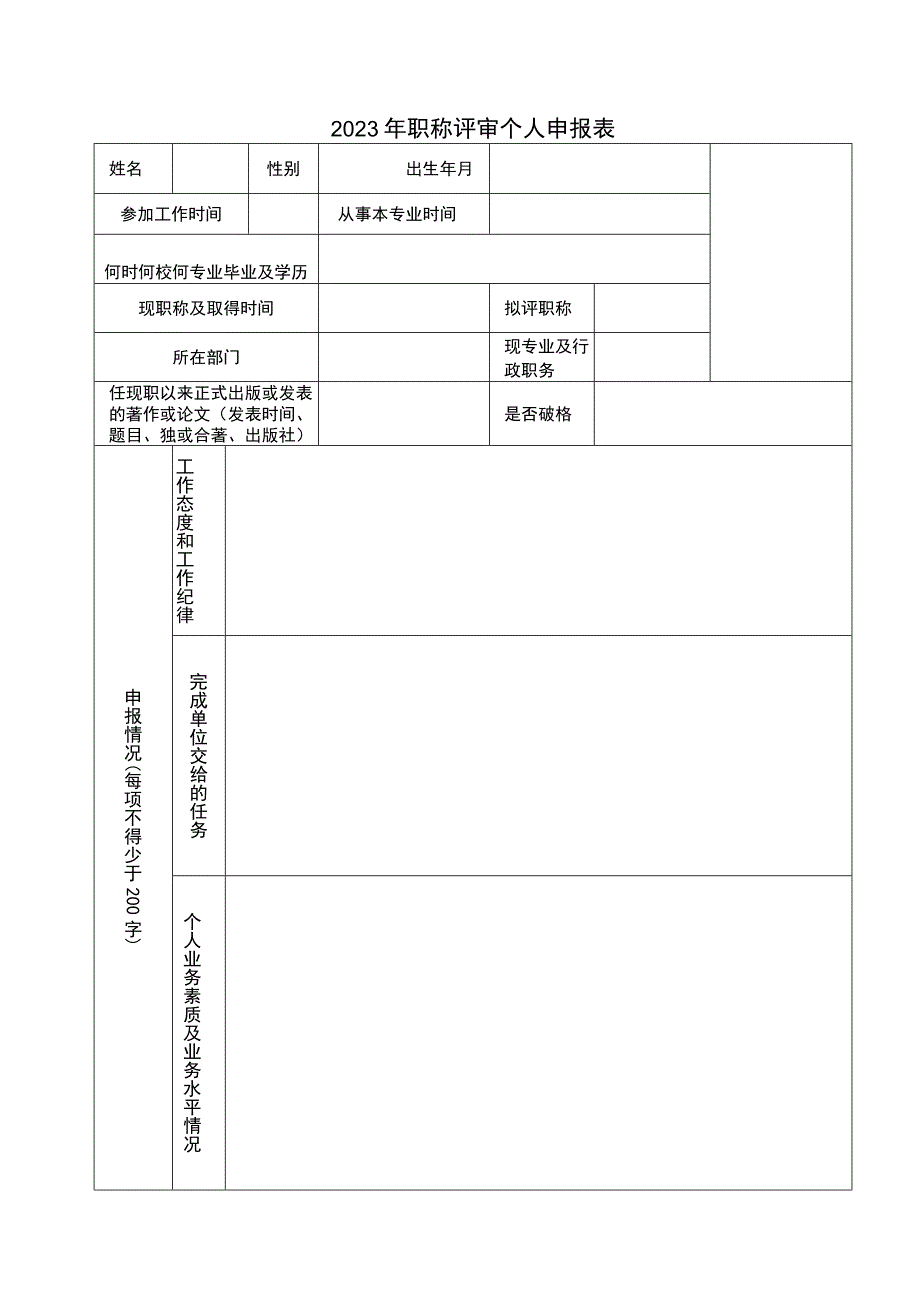 2023年个人职称评审申报表.docx_第1页