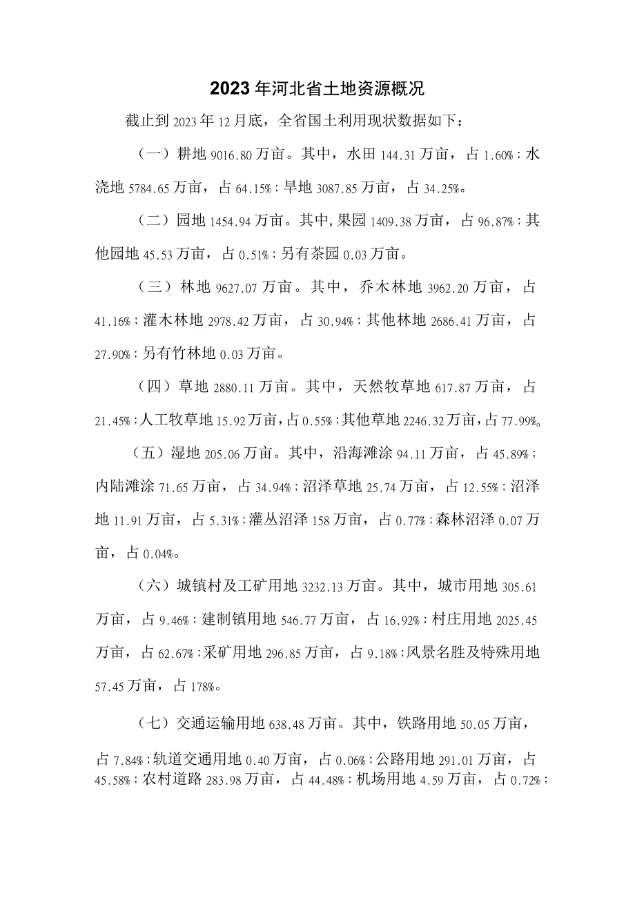 2022年河北省土地资源概况.docx_第1页