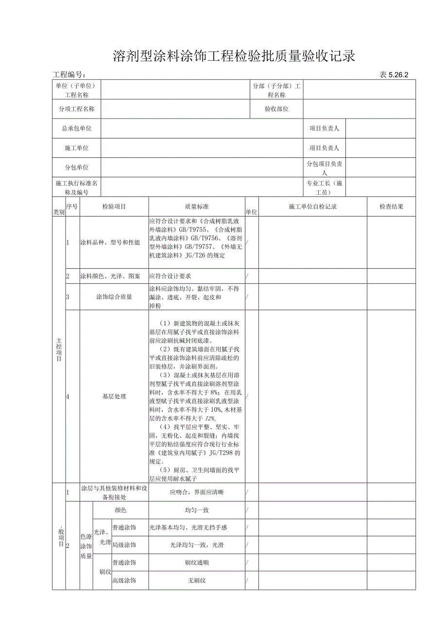 5.26.2 溶剂型涂料涂饰工程检验批质量验收记录.docx_第1页