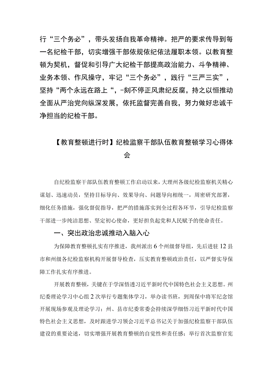 2023纪检干部教育整顿学习感悟（10篇）.docx_第2页