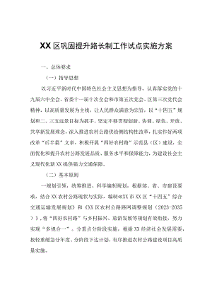 XX区巩固提升路长制工作试点实施方案.docx