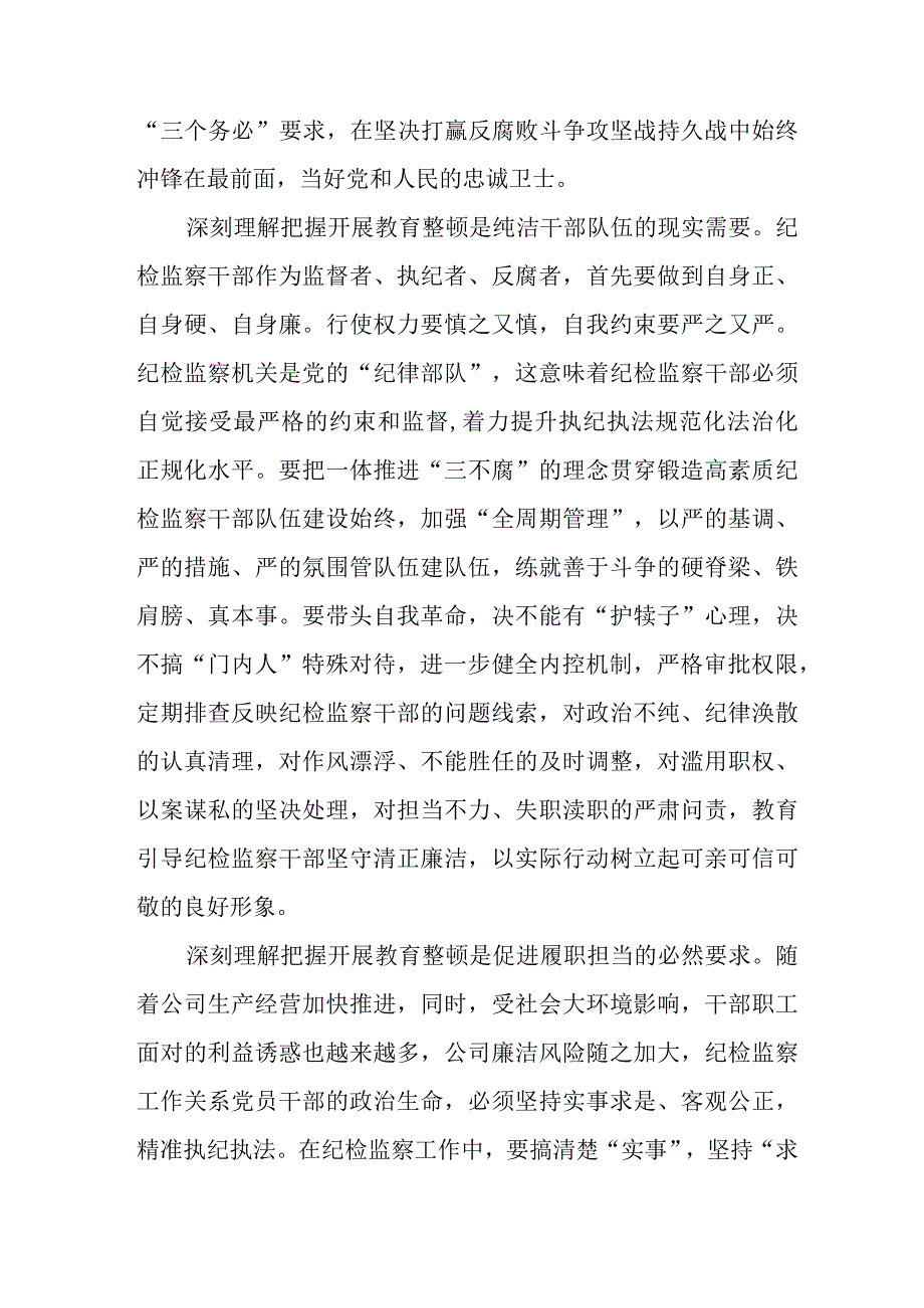 2023纪检监察干部队伍教育整顿心得体会发言稿合集(八篇).docx_第2页