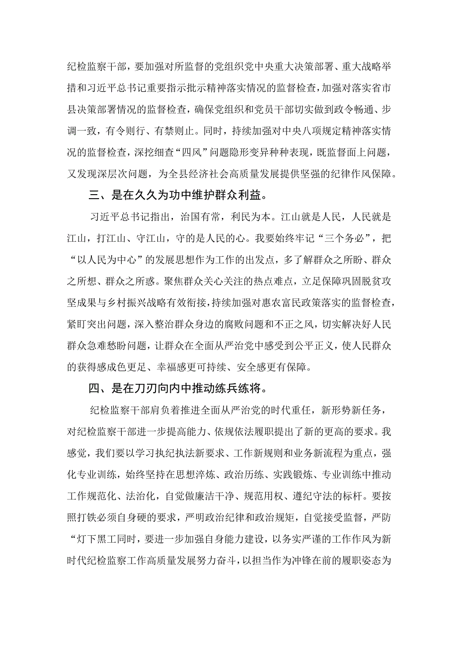 2023纪检监察干部心得体会及研讨发言检监察干部队伍教育整顿【10篇精选】供参考.docx_第2页