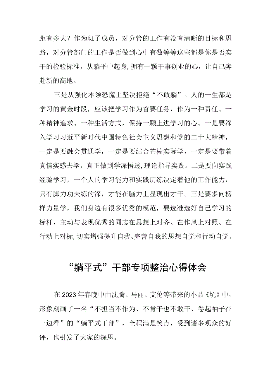 2023躺平式干部专项整治的心得体会八篇范例.docx_第2页