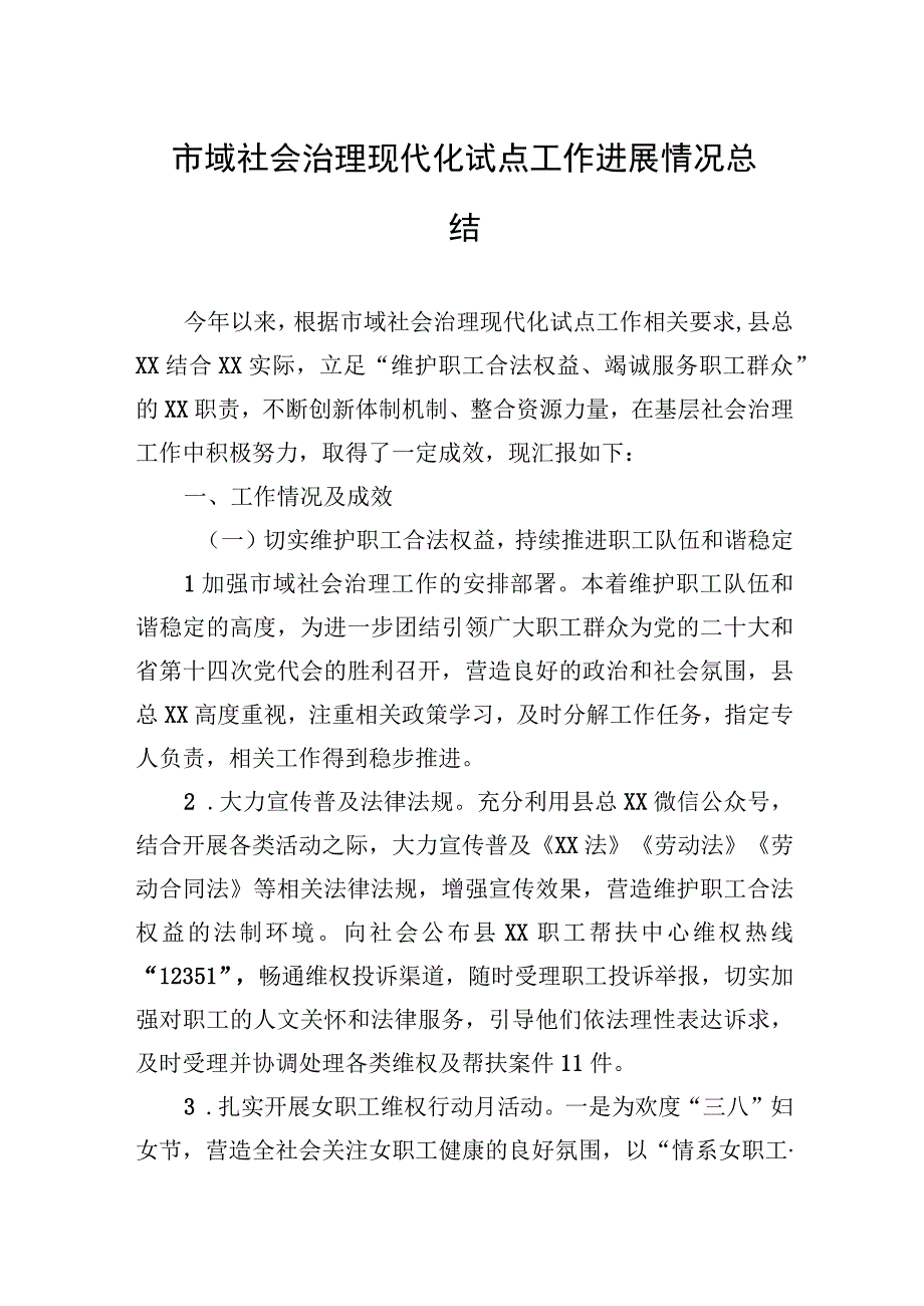 2023年市域社会治理现代化试点工作进展情况总结.docx_第1页