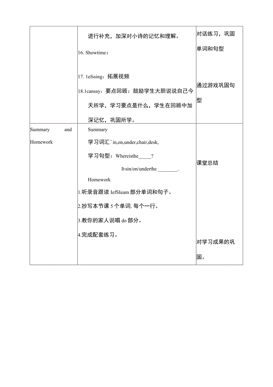 人教PEP三下核心素养目标Unit 4 Where is my car PA Let's learn 教案.docx_第3页