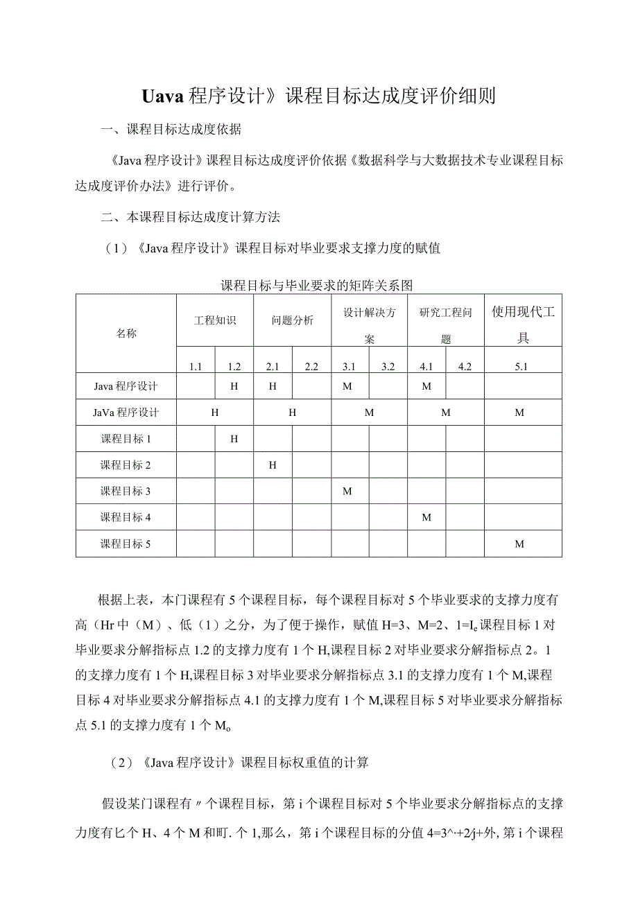 《Java程序设计》课程目标达成度评价细则.docx_第1页