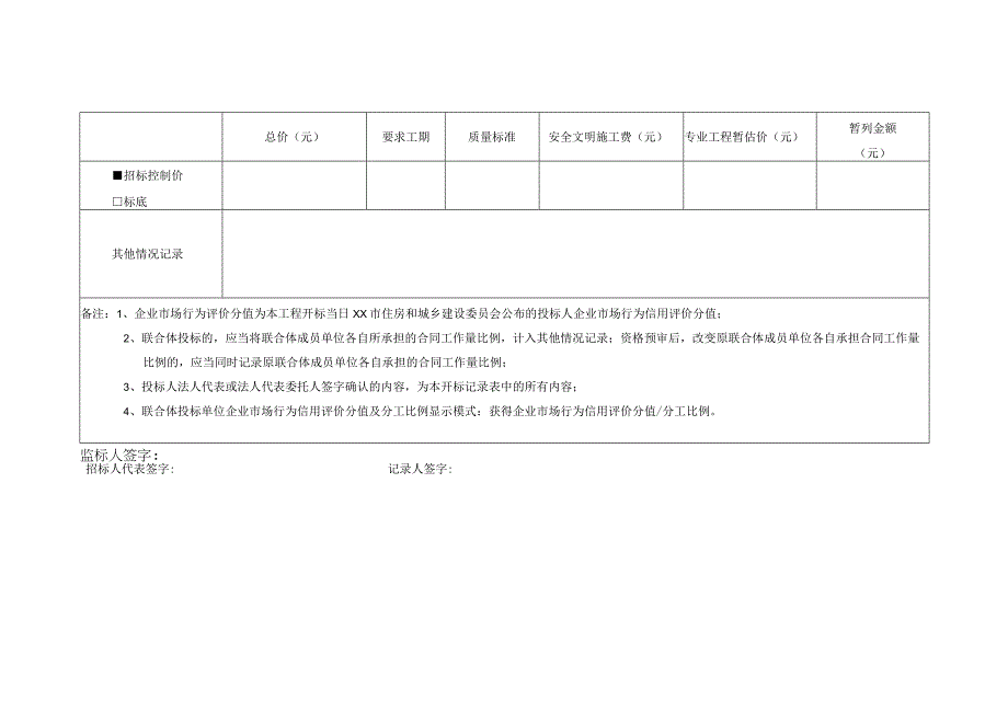 XX大厦项目施工开标记录表(2023年).docx_第2页