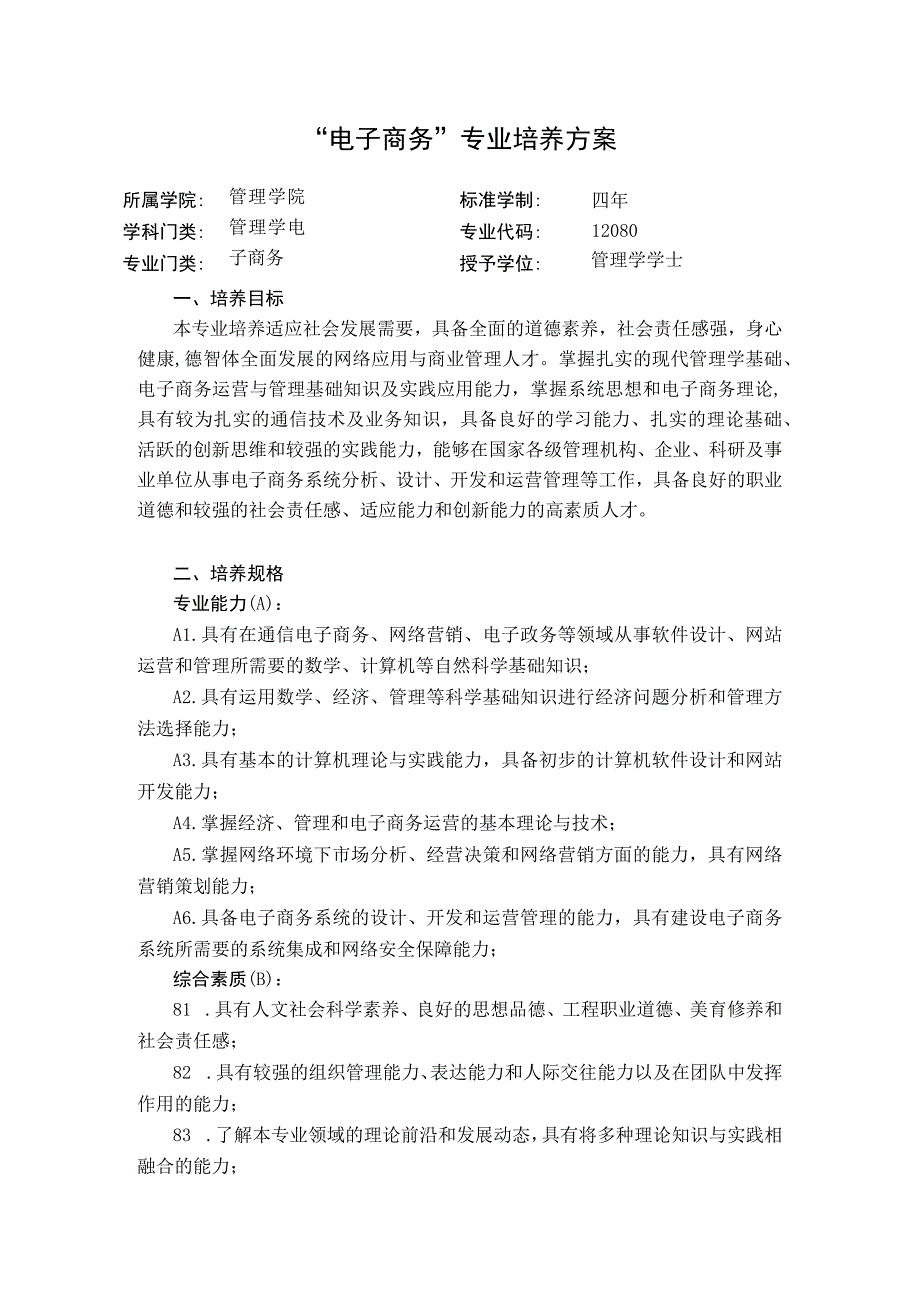 “电子商务”专业培养方案.docx_第1页