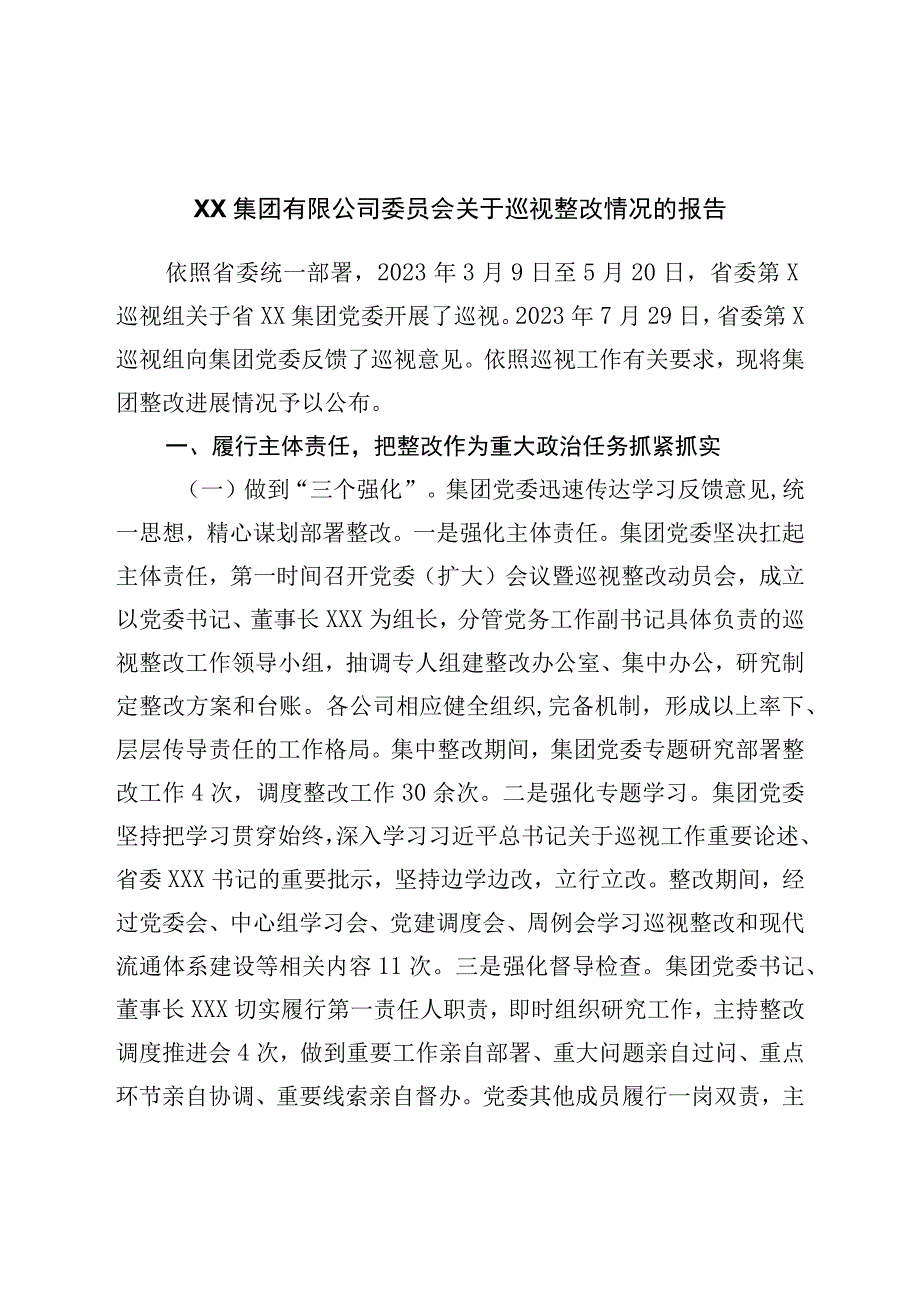 公司巡视整改情况的报告.docx_第1页