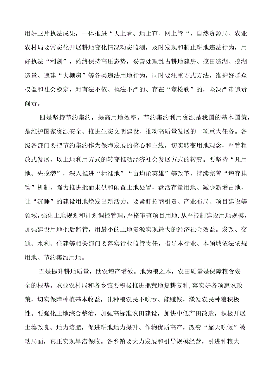 全县耕地保护工作推进会议暨田长制、河长制、林长制会议讲话.docx_第3页