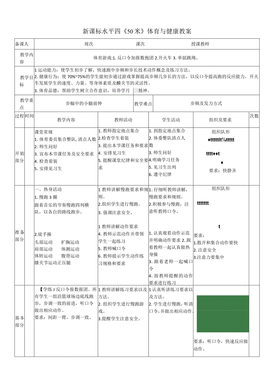 【新课标】水平四（初中）体育《50米》公开课教案.docx_第1页