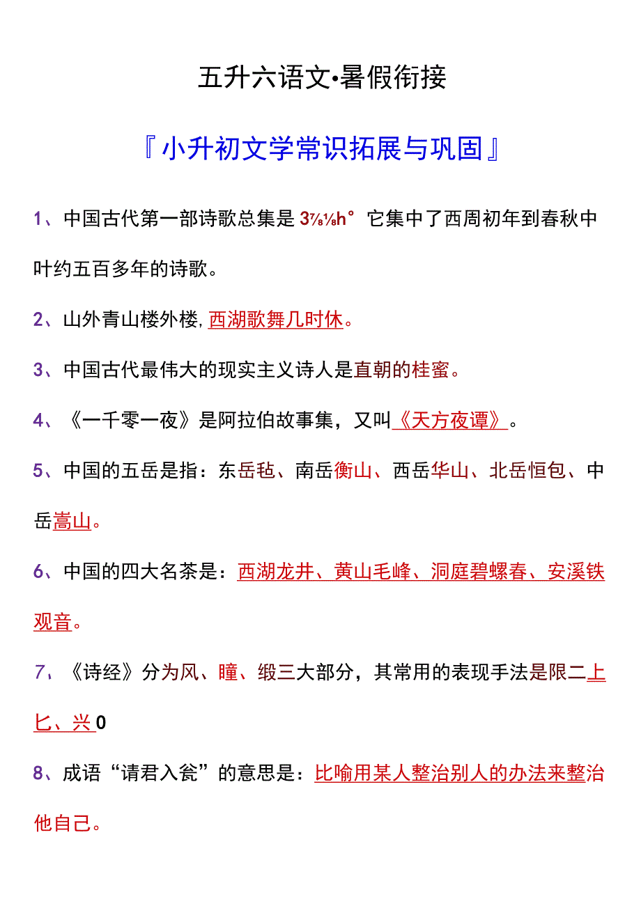 五升六小升初文学常识拓展与巩固.docx_第1页