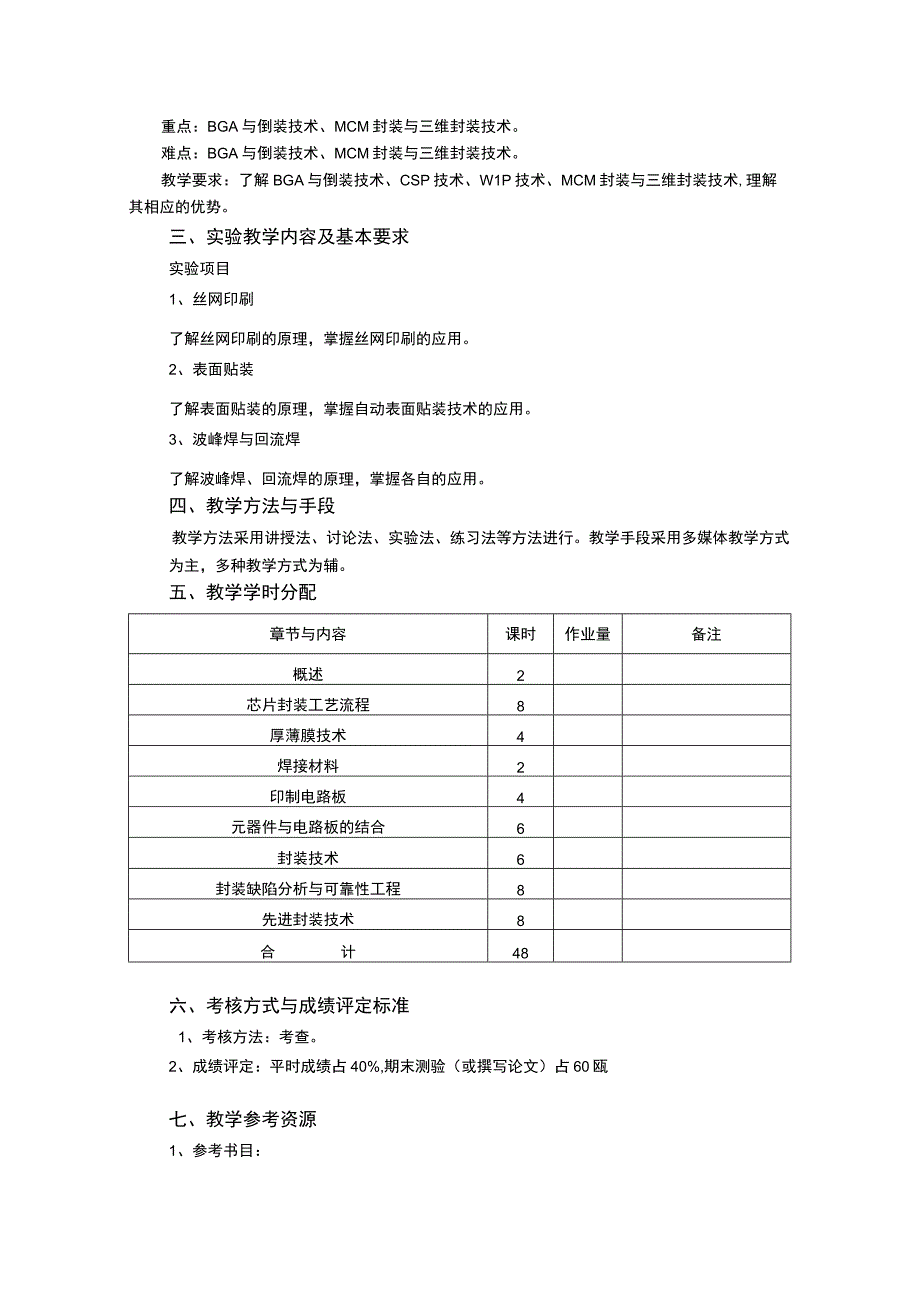 《电子封装与表面组装技术》课程教学大纲.docx_第3页