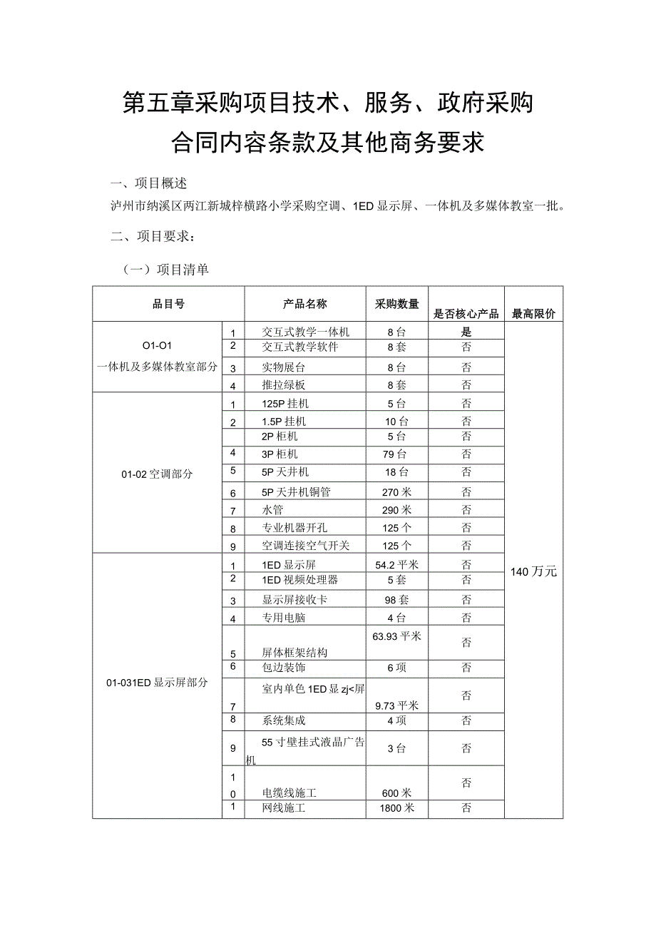 第五章采购项目技术、服务、政府采购合同内容条款及其他商务要求一、项目概述.docx_第1页