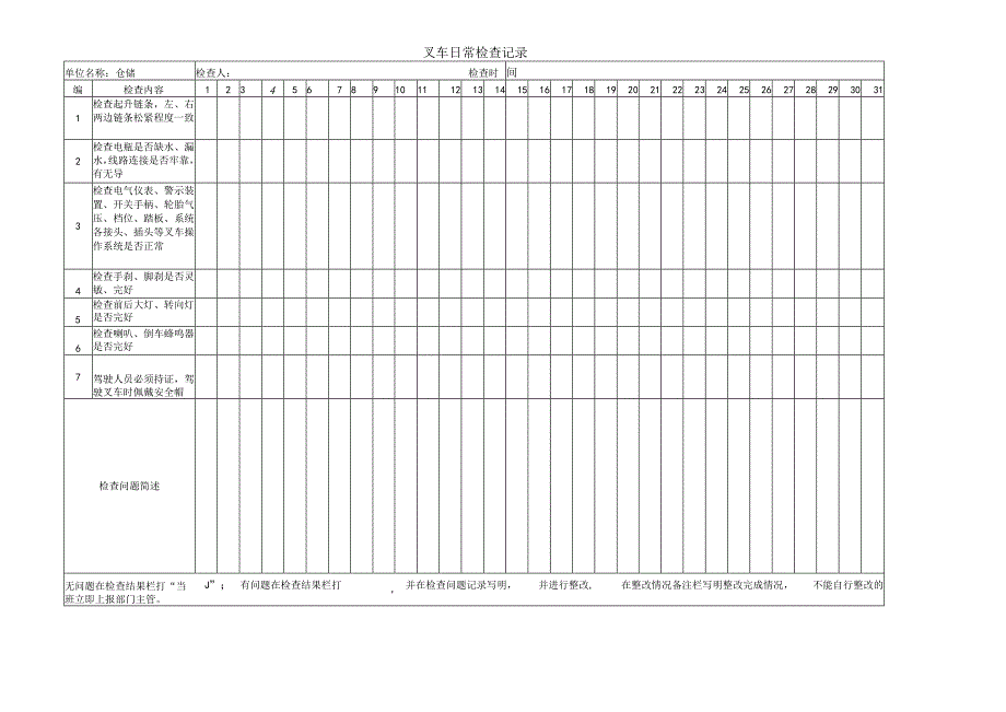 叉车日常检查记录(1).docx_第1页