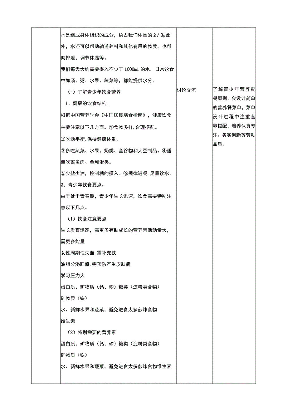 人教版《劳动教育》九年级 劳动项目二《三餐有营养》 教学设计.docx_第3页