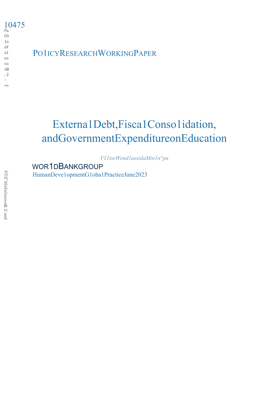 【行业报告】世界银行-外债、财政整合与政府教育支出（英）-2023.6_市场营销策划_2023年市场.docx_第1页