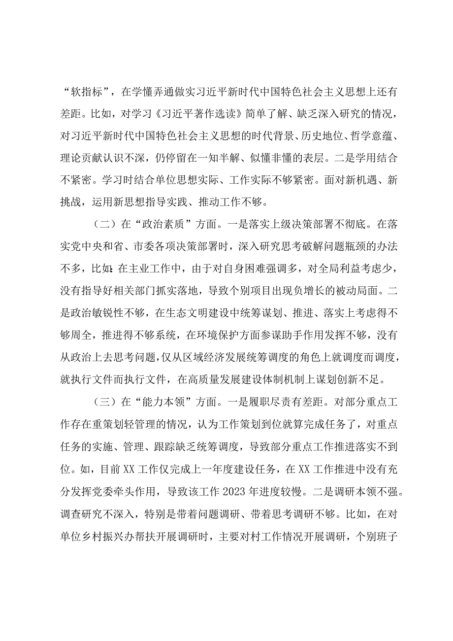 班子2023年主题教育专题民主生活会对照检查材料.docx_第2页