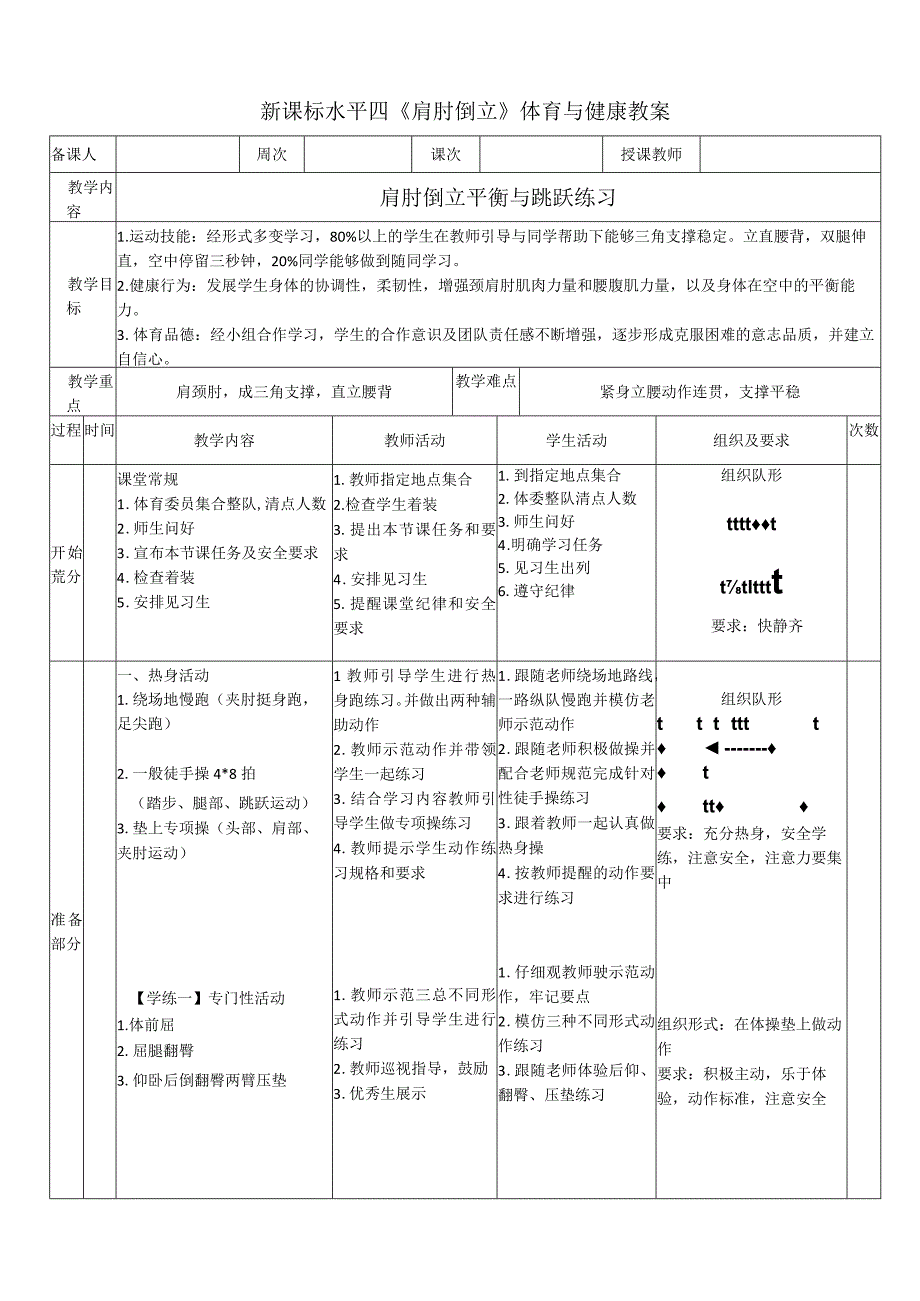 【新课标】水平四（初中）体育《技巧：肩肘倒立》公开课教案.docx_第1页