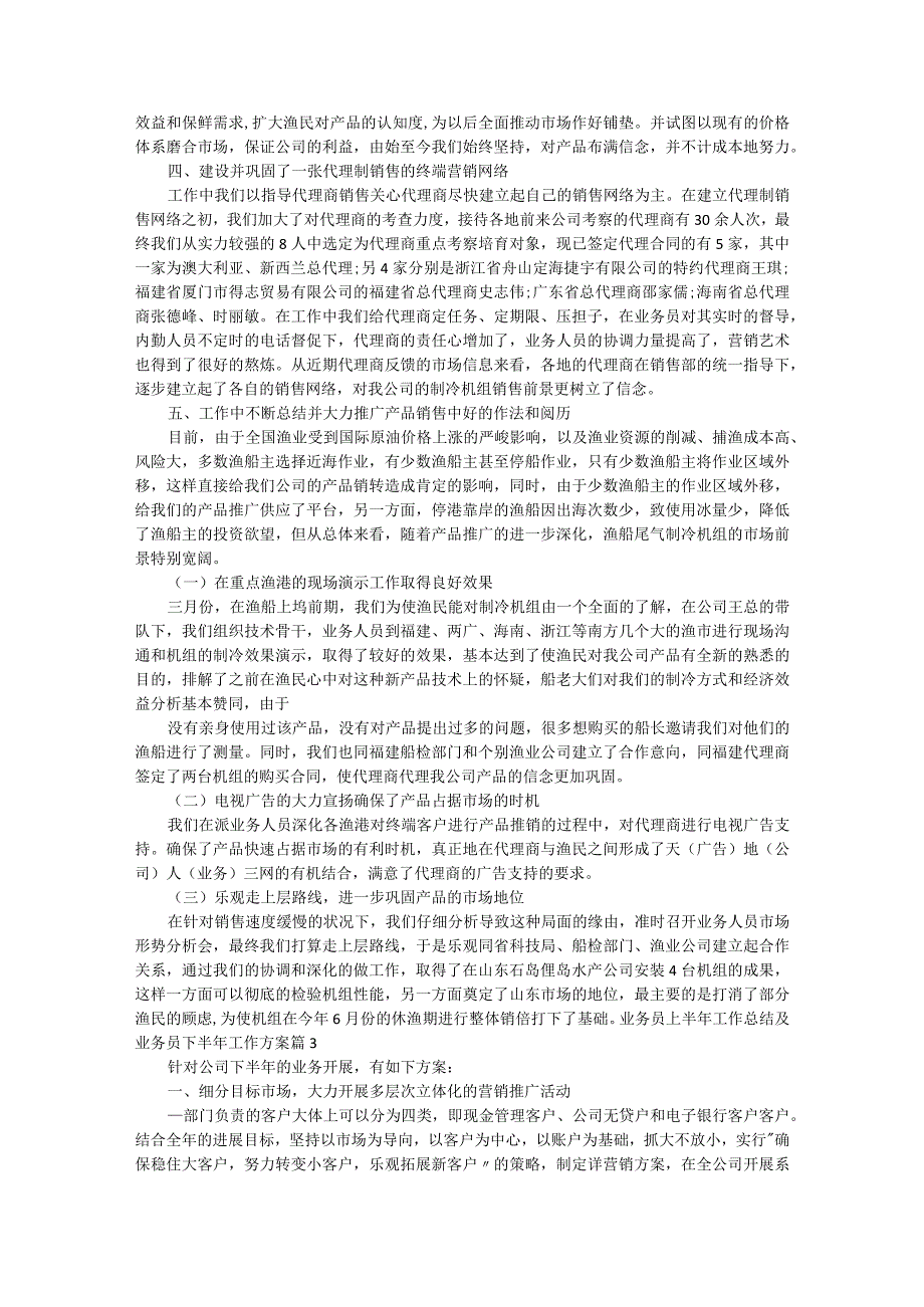 业务员上半年工作总结及业务员下半年工作计划.docx_第3页