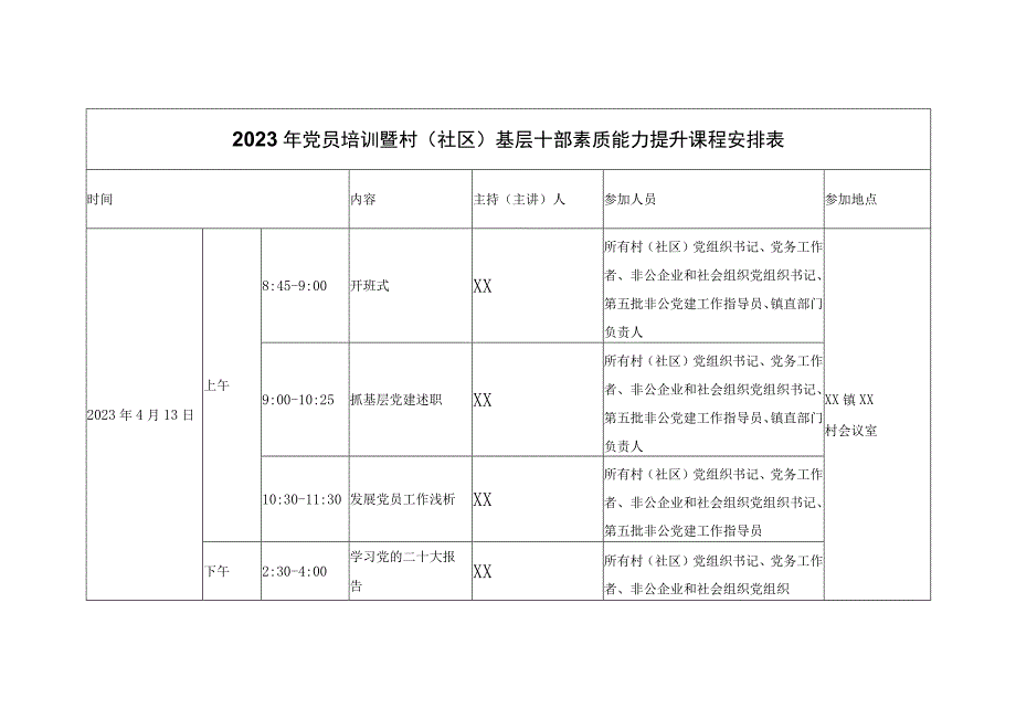 XX镇2023年党员培训暨村（社区）基层干部素质能力提升方案.docx_第3页